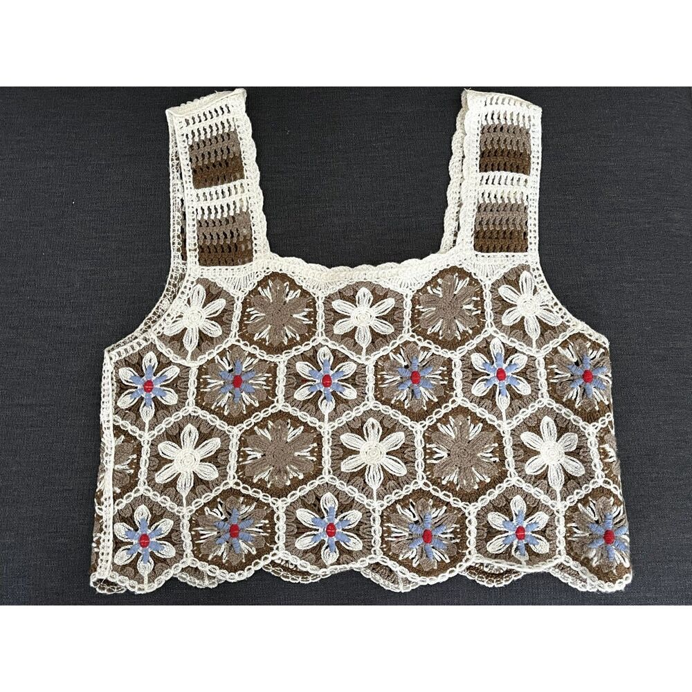 Rebellion Again Crocheted Cropped Top M Boho Cottagecore Feminine Fairy